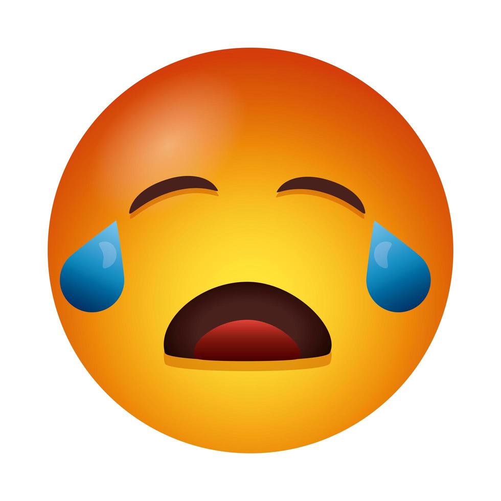 crying emoji face gradient style icon vector