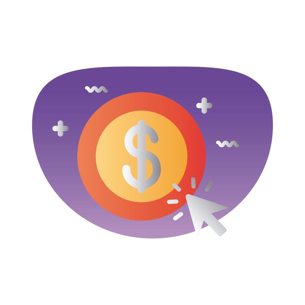 coin money dollar with mouse arrow gradient style vector