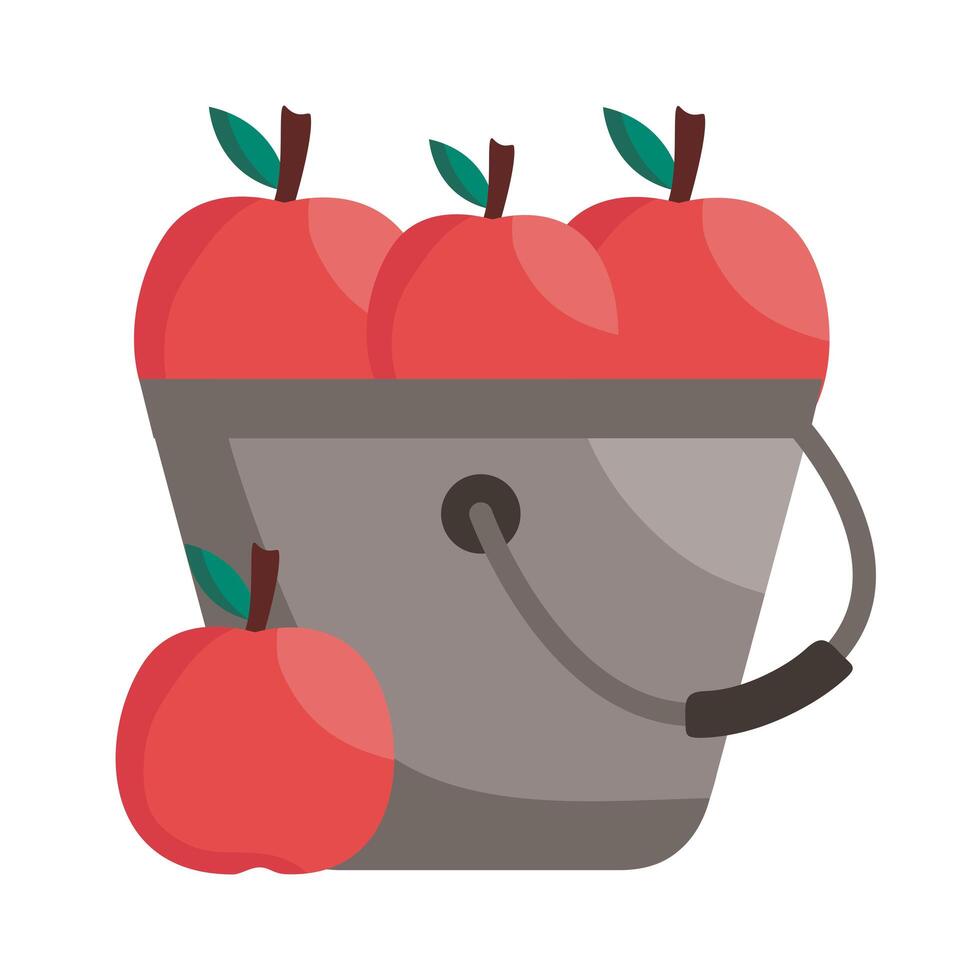 Apples inside bucket fruit detail style icon vector design