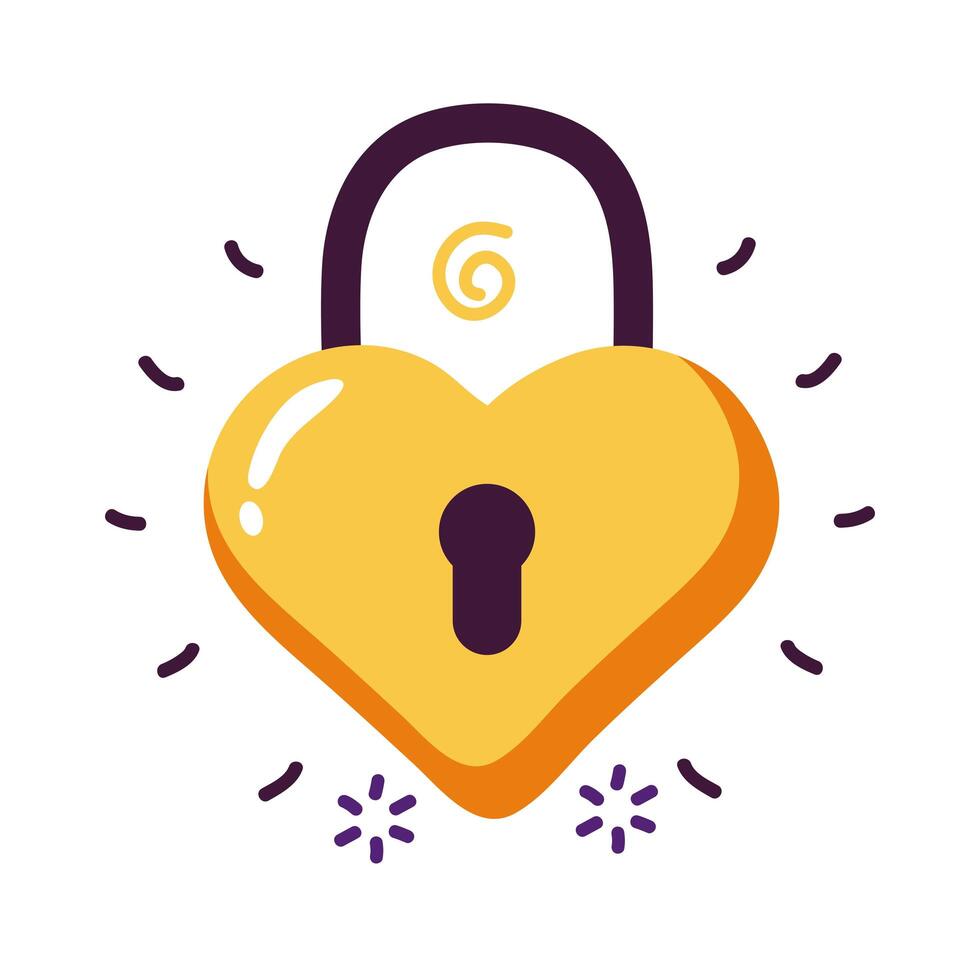 Heart padlock flat style icon vector design