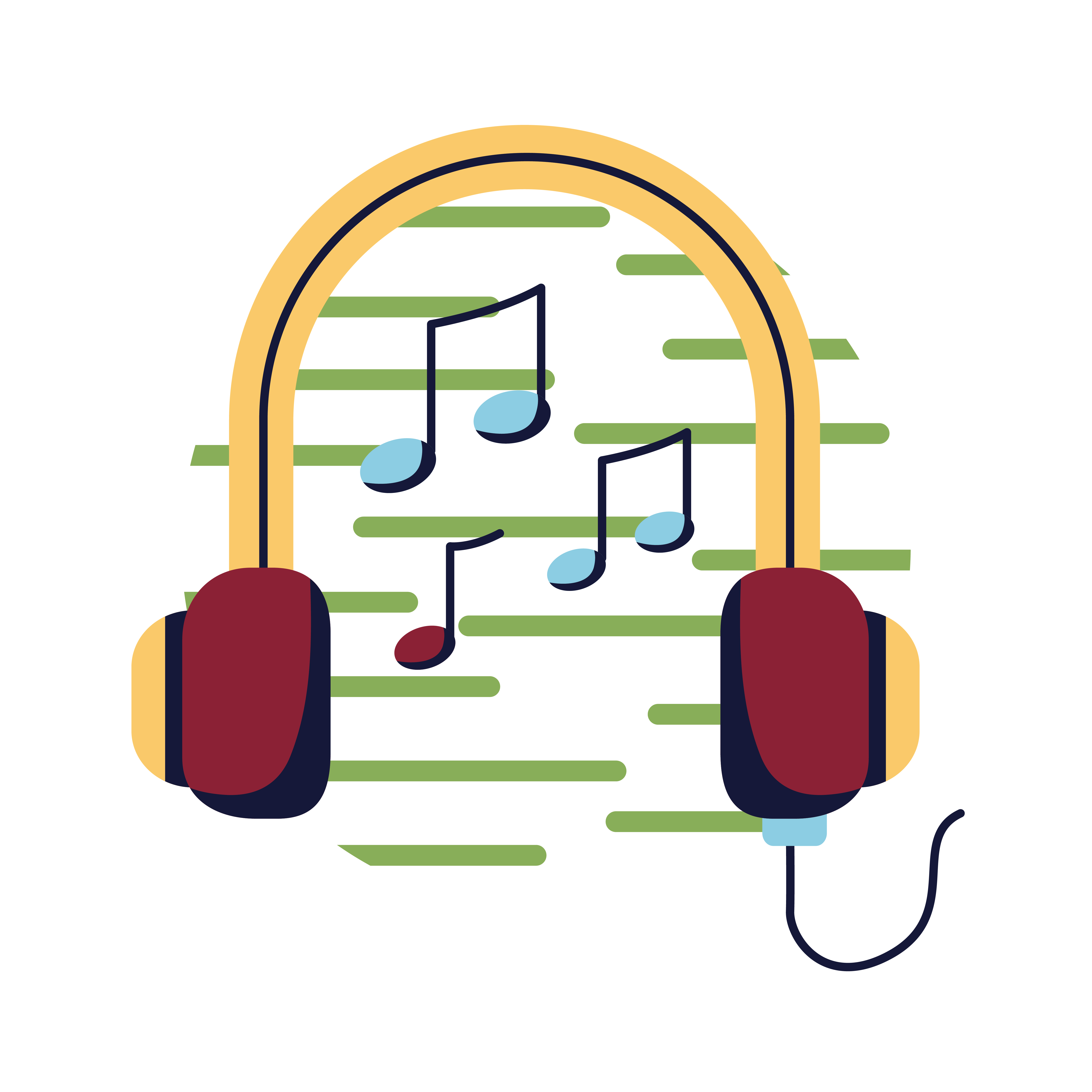 Headphones with music notes flat style icon vector design 1848440 Vector  Art at Vecteezy