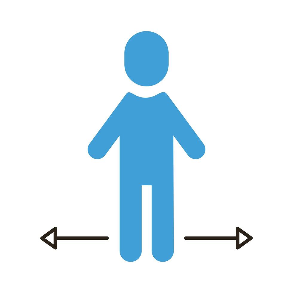 human figure with arrows for social distance flat style vector