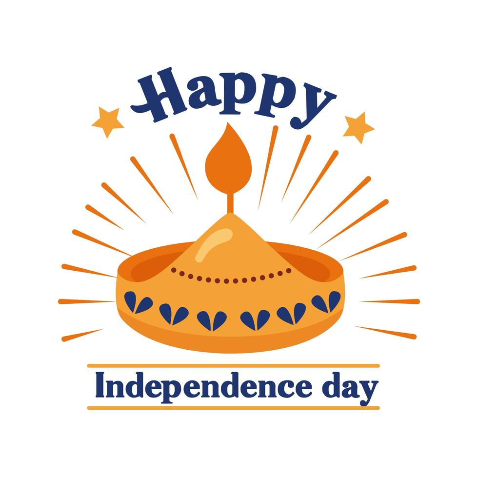 Independence Day India Celebration With Candle Flat Style Icon vector