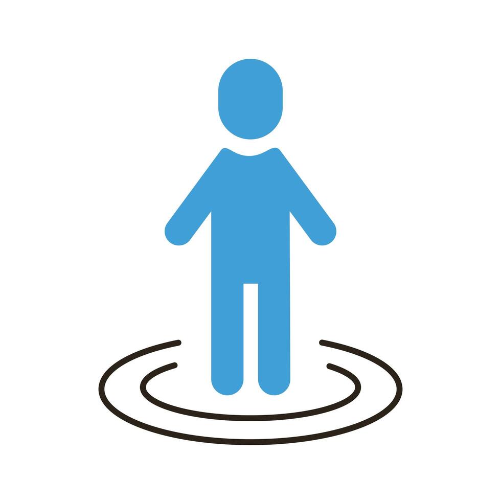 human figure with lines around social distance flat style vector
