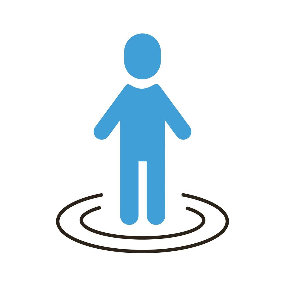 human figure with lines around social distance flat style vector