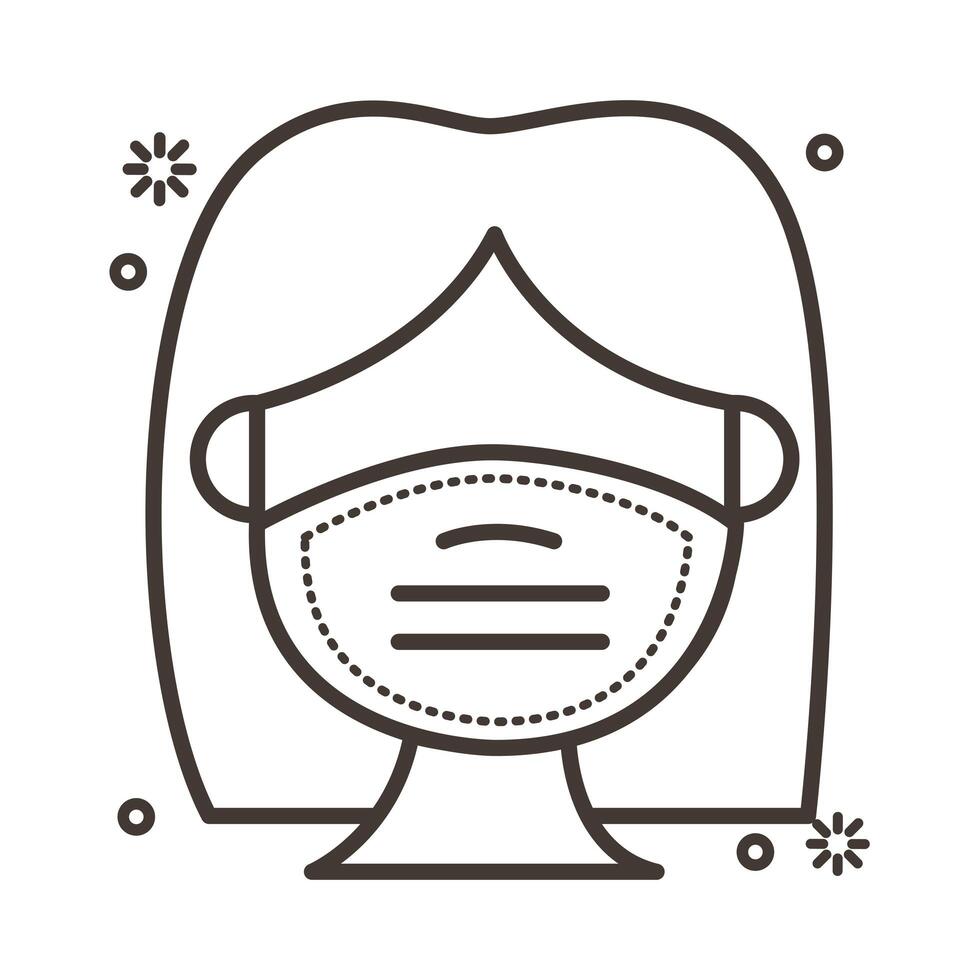 woman using face mask line style icon vector