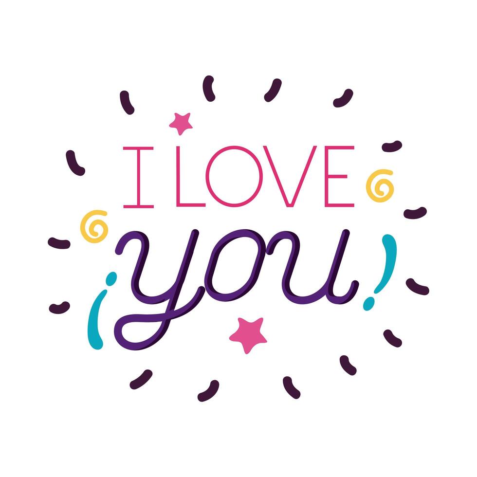 I love you text flat style icon design vector
