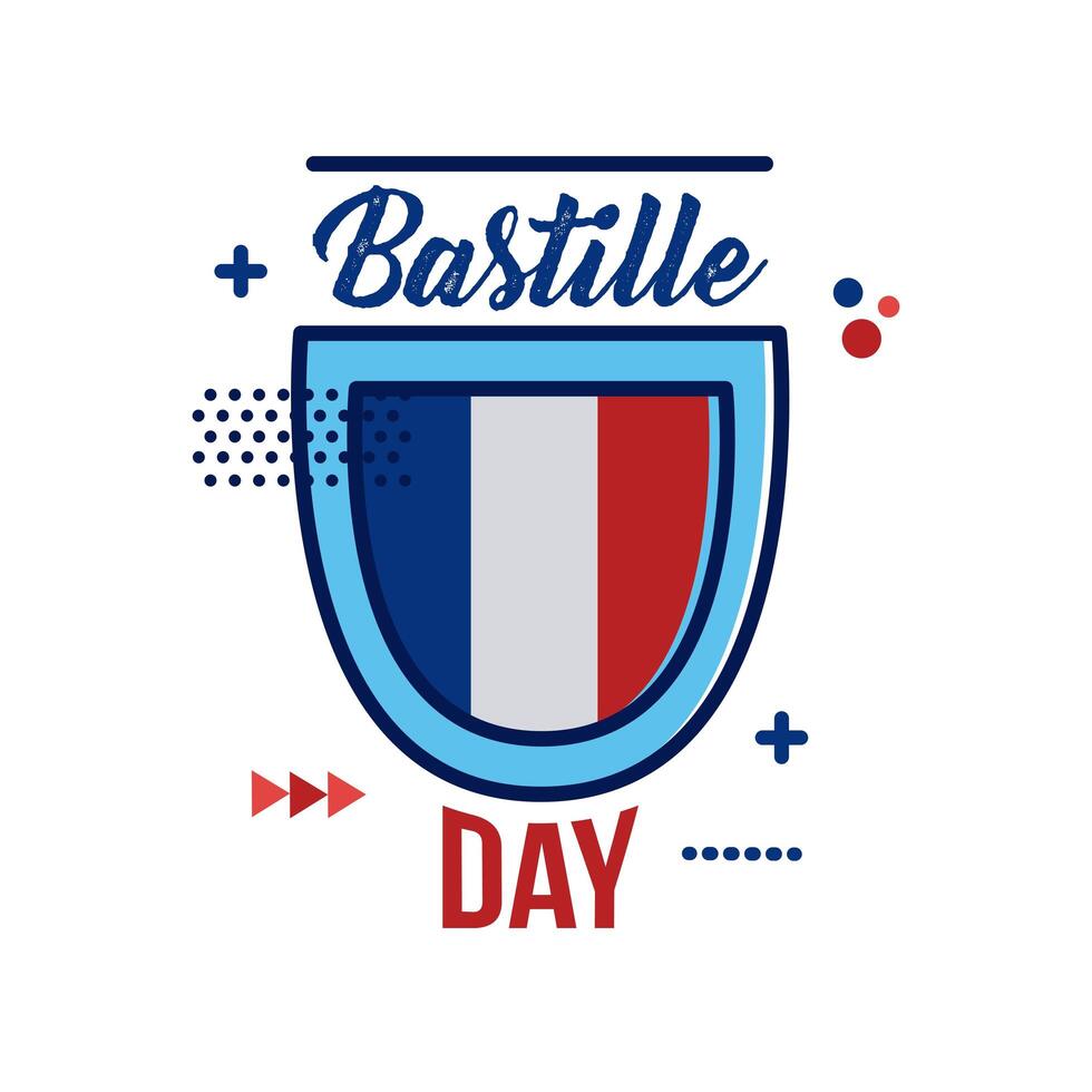 shield with France flag and lettering flat style vector