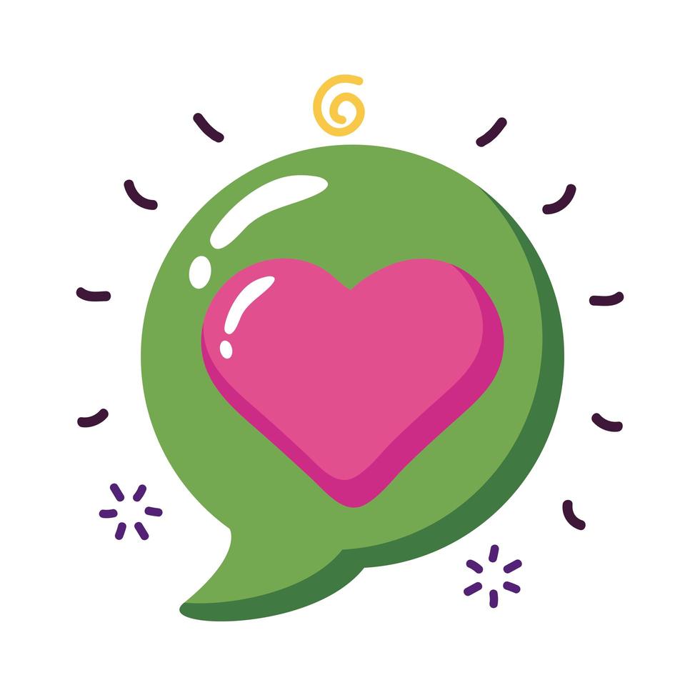 Heart inside communication bubble flat style icon vector design