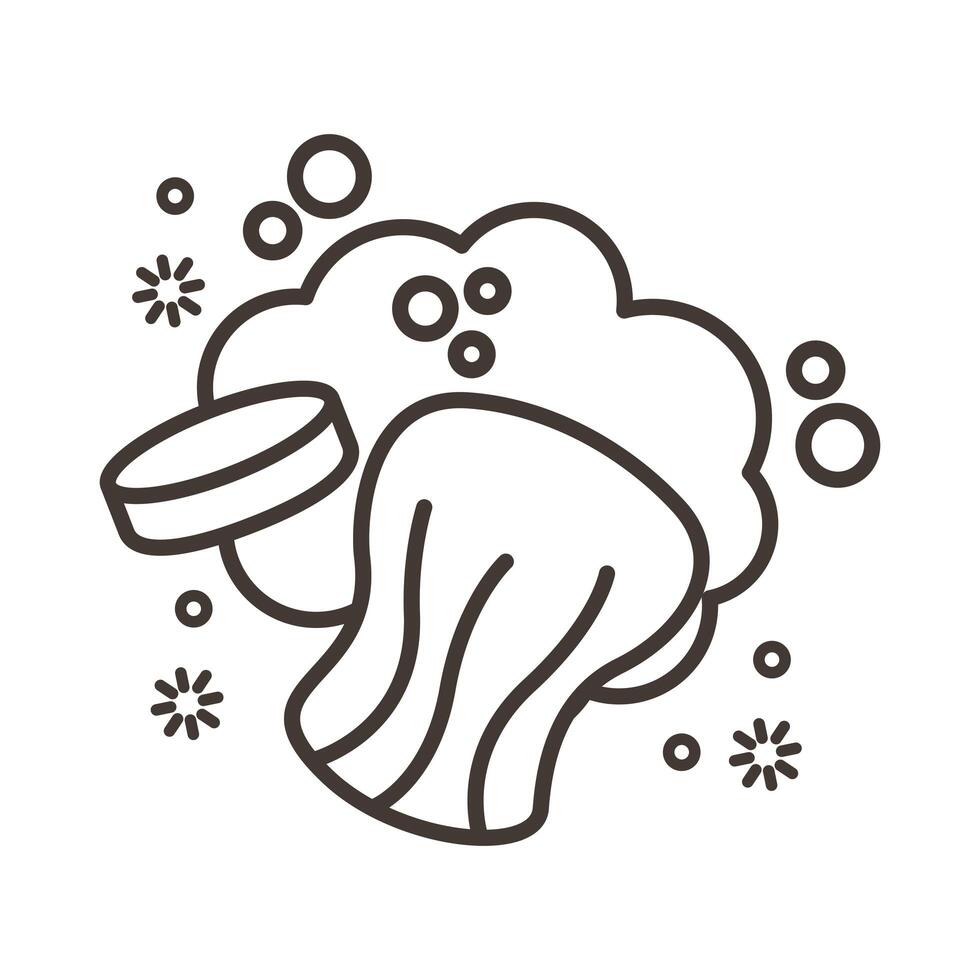 soap bar with foam and covid19 particles line style icon vector