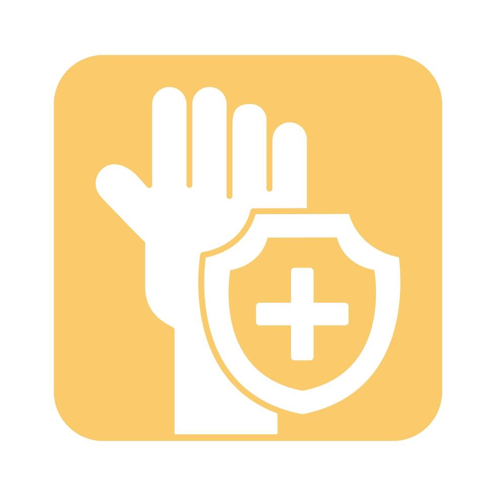 medical cross symbol with shield line style vector