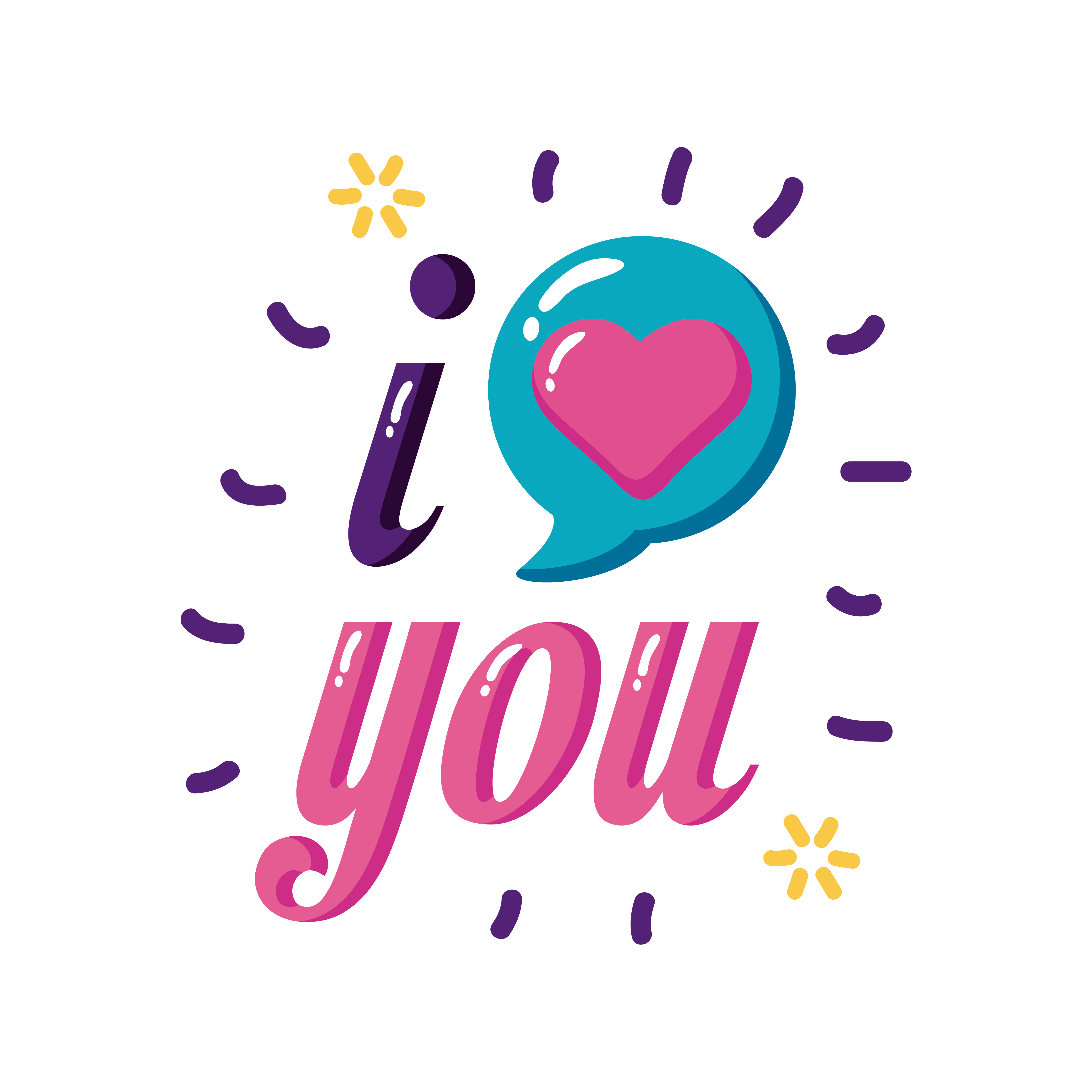 I love you text with heart bubble flat style icon vector design 1848547 ...