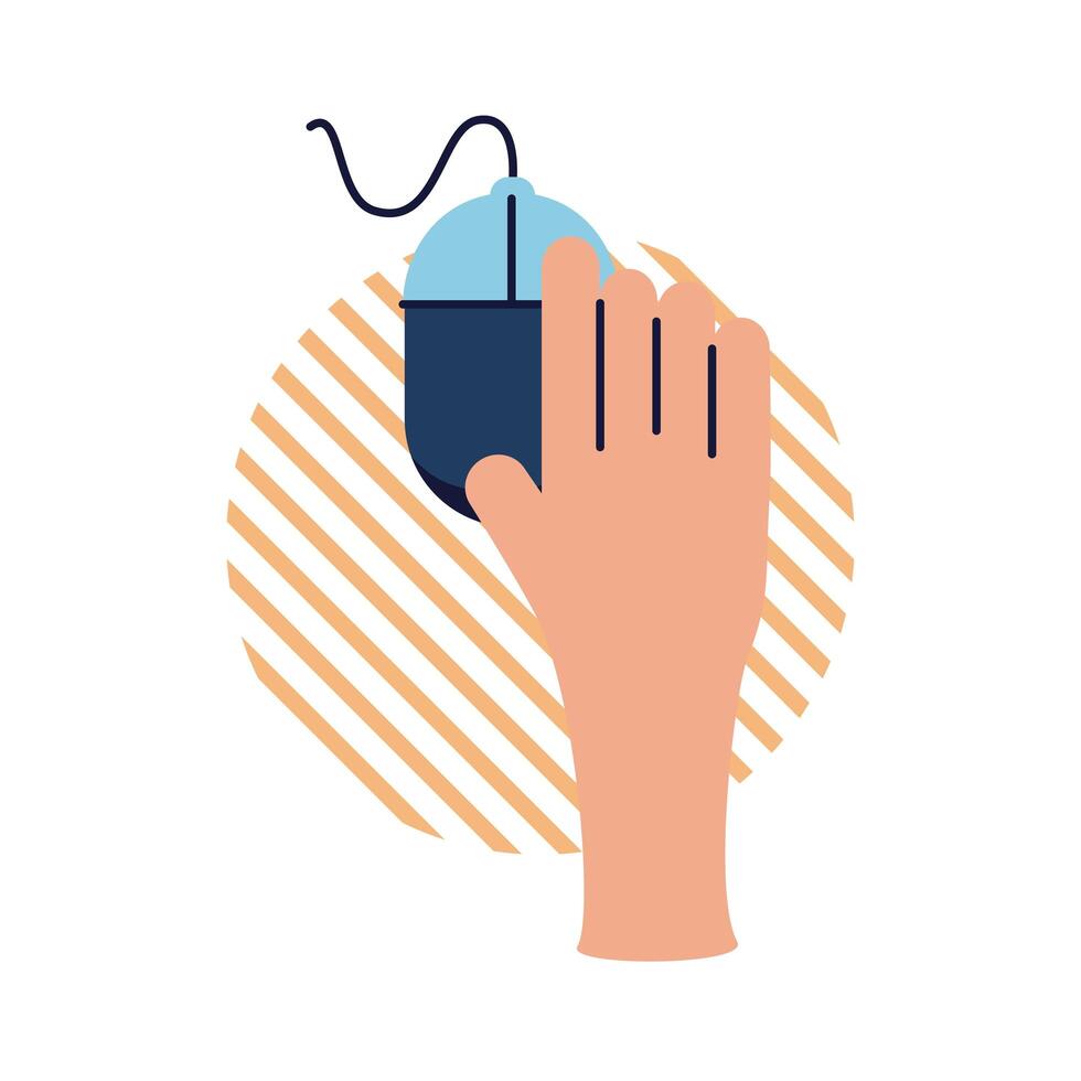 hand with mouse flat style icon design vector