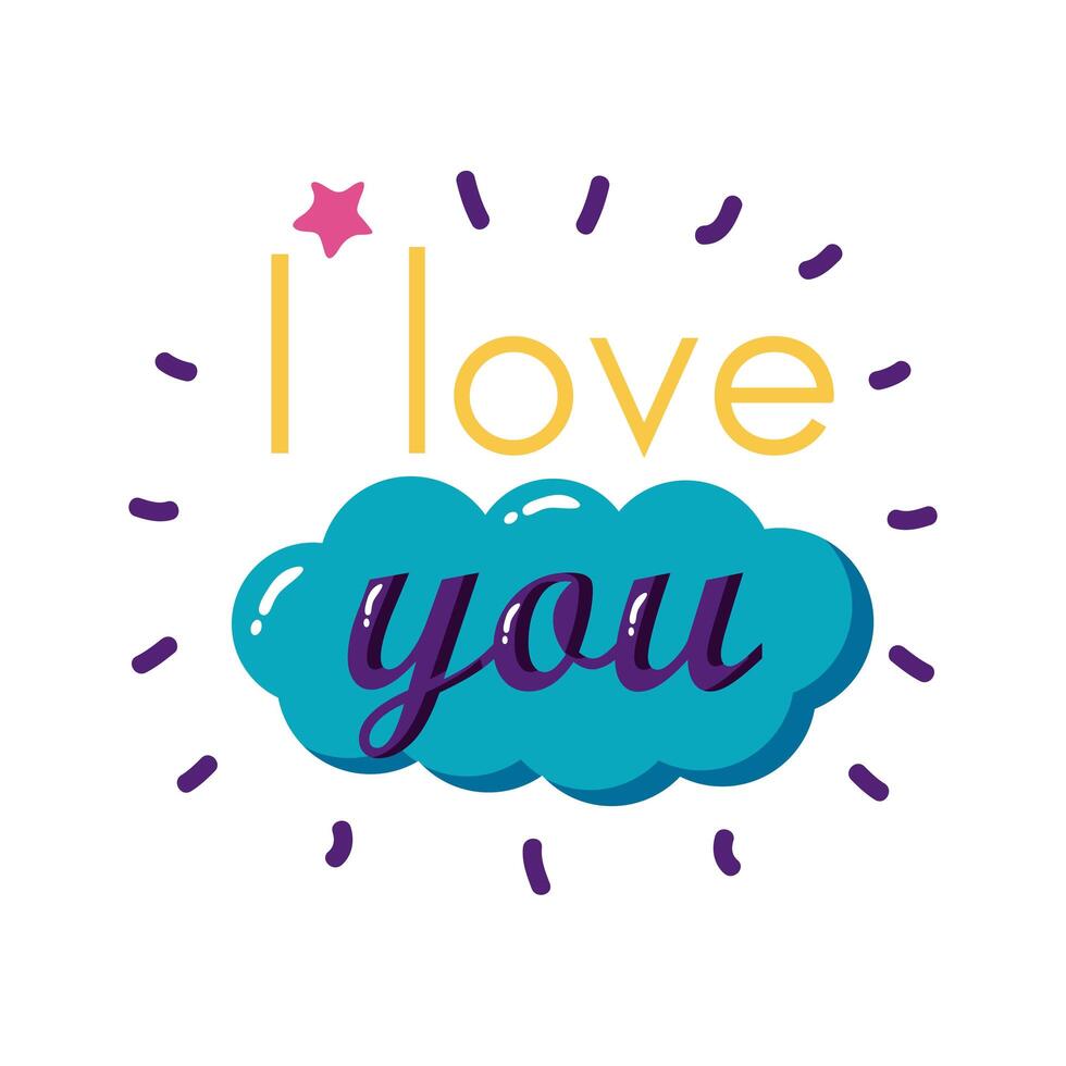I love you text with cloud flat style icon design vector