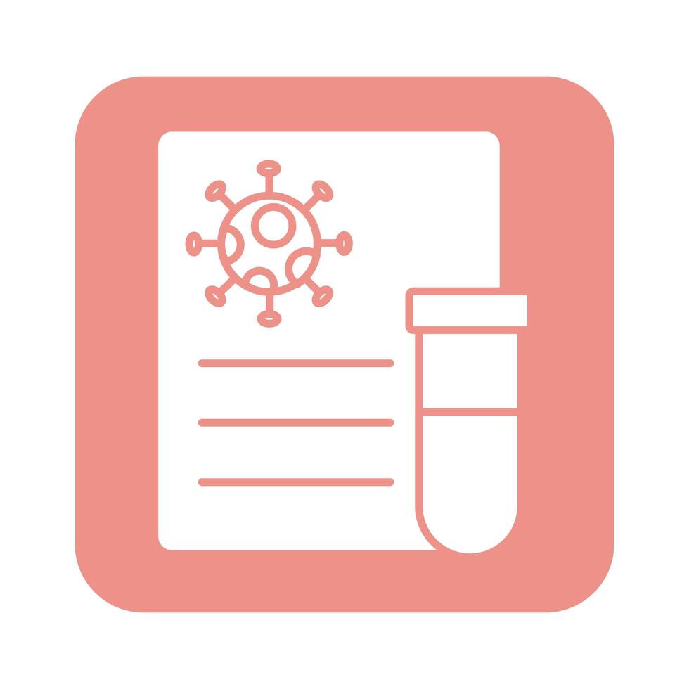 covid19 virus particle in document with test tube line style vector