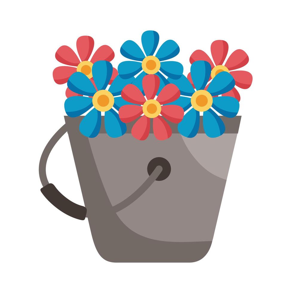 flores dentro de cubo detalle estilo icono diseño vectorial vector