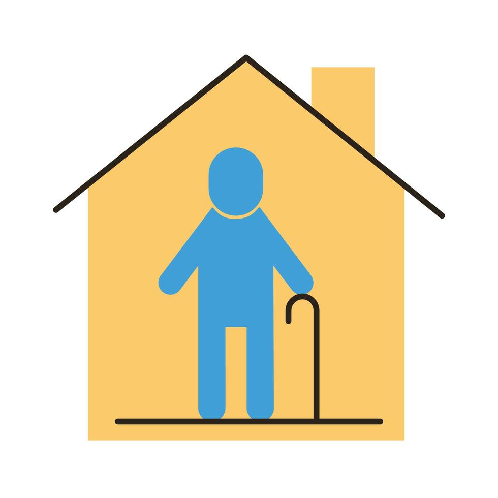 old man in house stays at home flat style vector