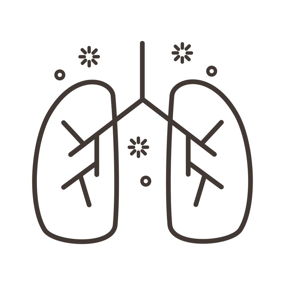 human lungs with covid19 line style icon vector