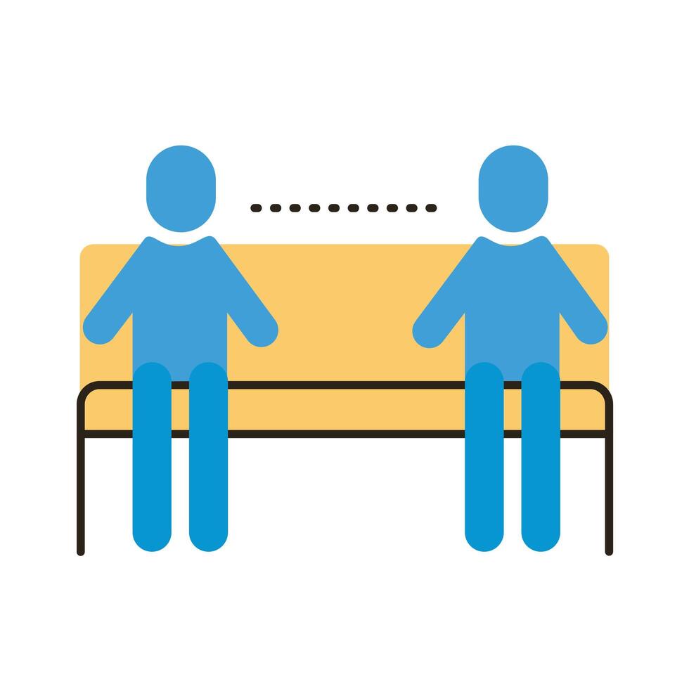 humans on park bench with social distance vector