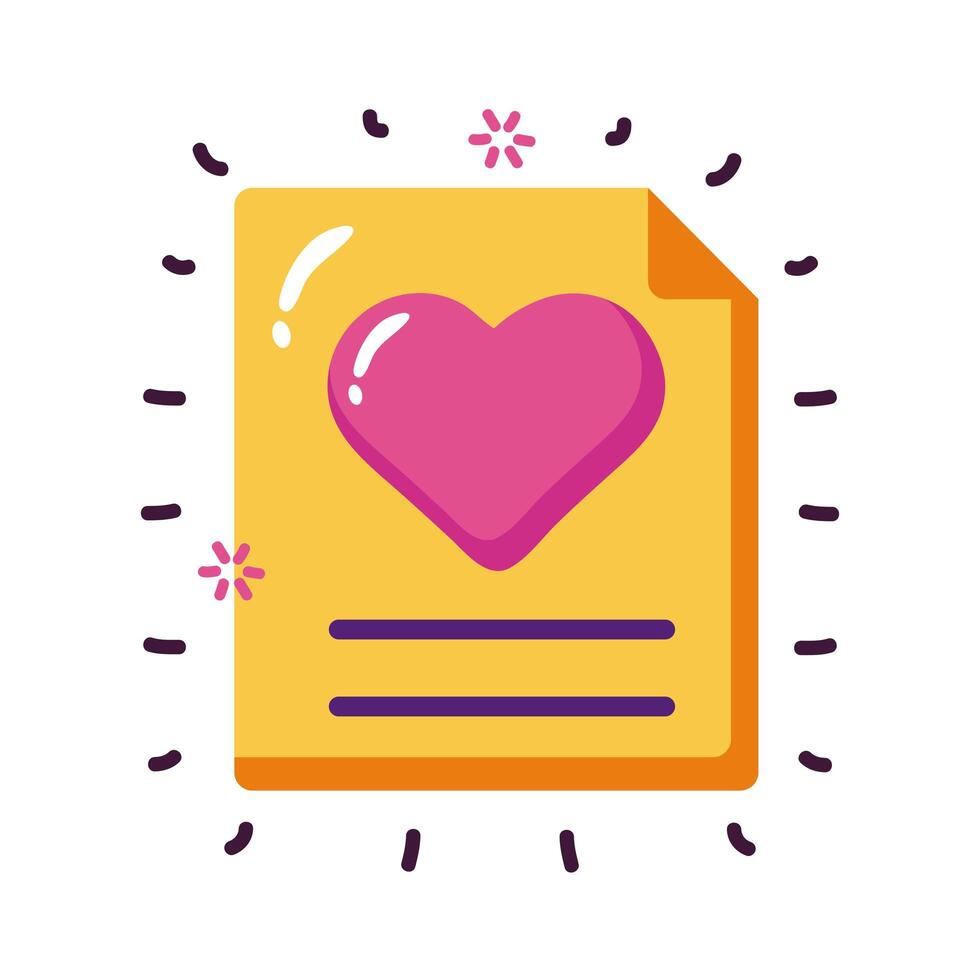 Tarjeta de amor con diseño de vector de icono de estilo plano de corazón