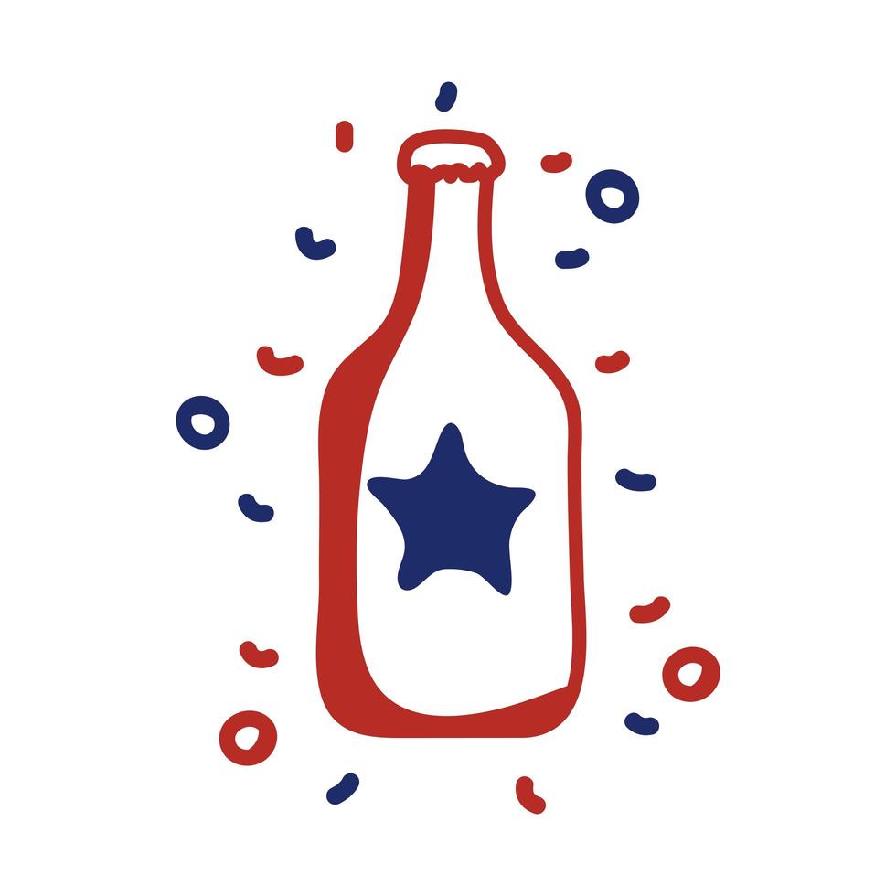 bottle with star USA for 4 of July line style vector