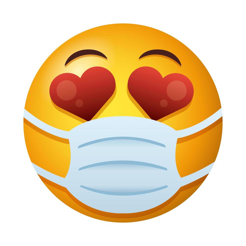 emoji encantador con máscara médica estilo degradado vector