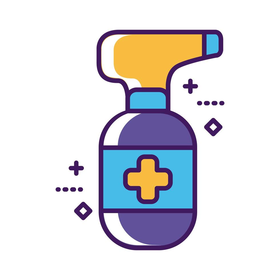medical spray bottle line and fill style vector
