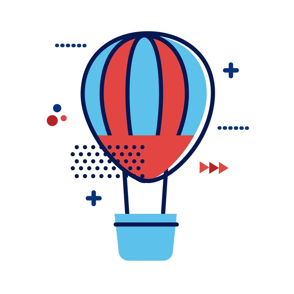 hot air balloon travel flat style icon vector