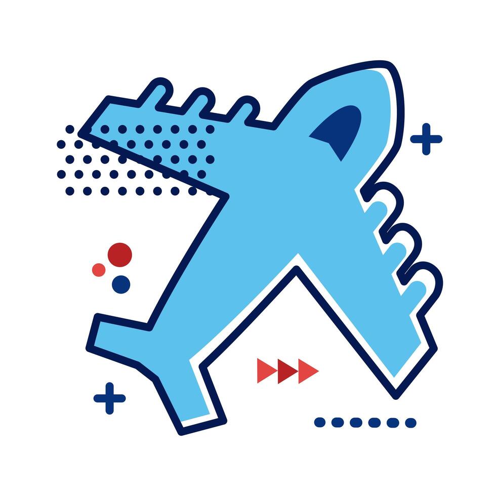 airplane flying flat style icon vector