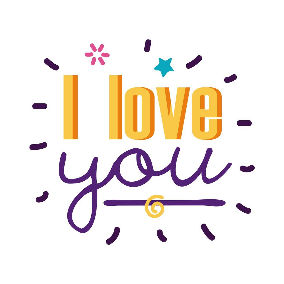 I love you text flat style icon design vector