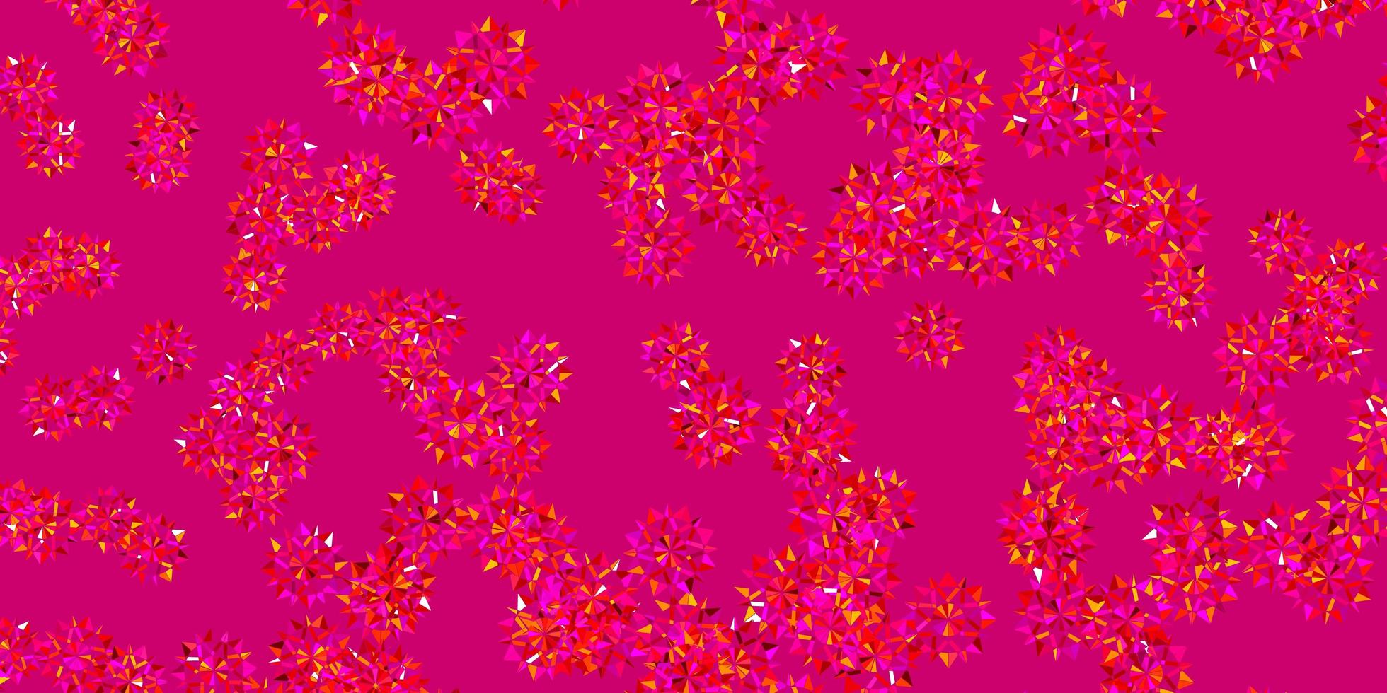 plantilla de vector de color rosa claro, amarillo con copos de nieve de hielo.