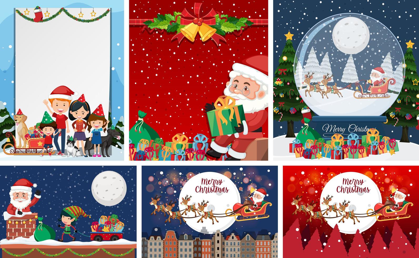 Set of blank Christmas postcard or poster isolated vector