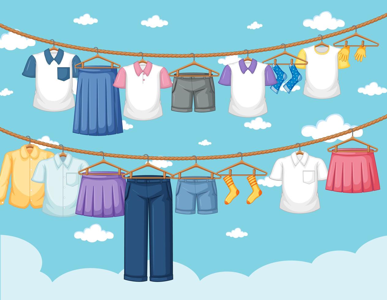 Clothes drying and hanging outdoor background vector