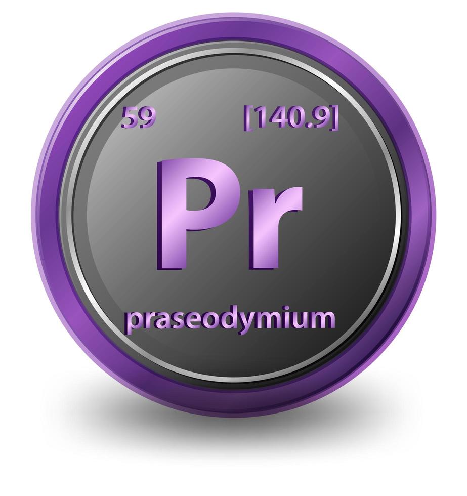 Praseodymium chemical element. Chemical symbol with atomic number and atomic mass. vector