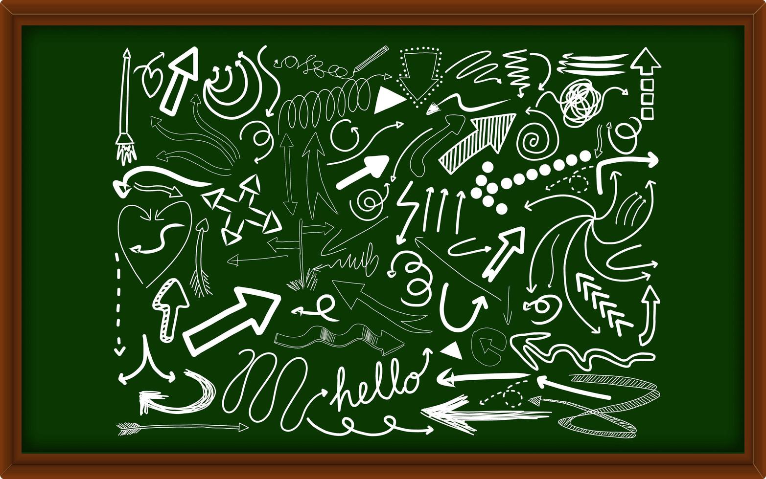 Different doodle strokes on a chalk board vector