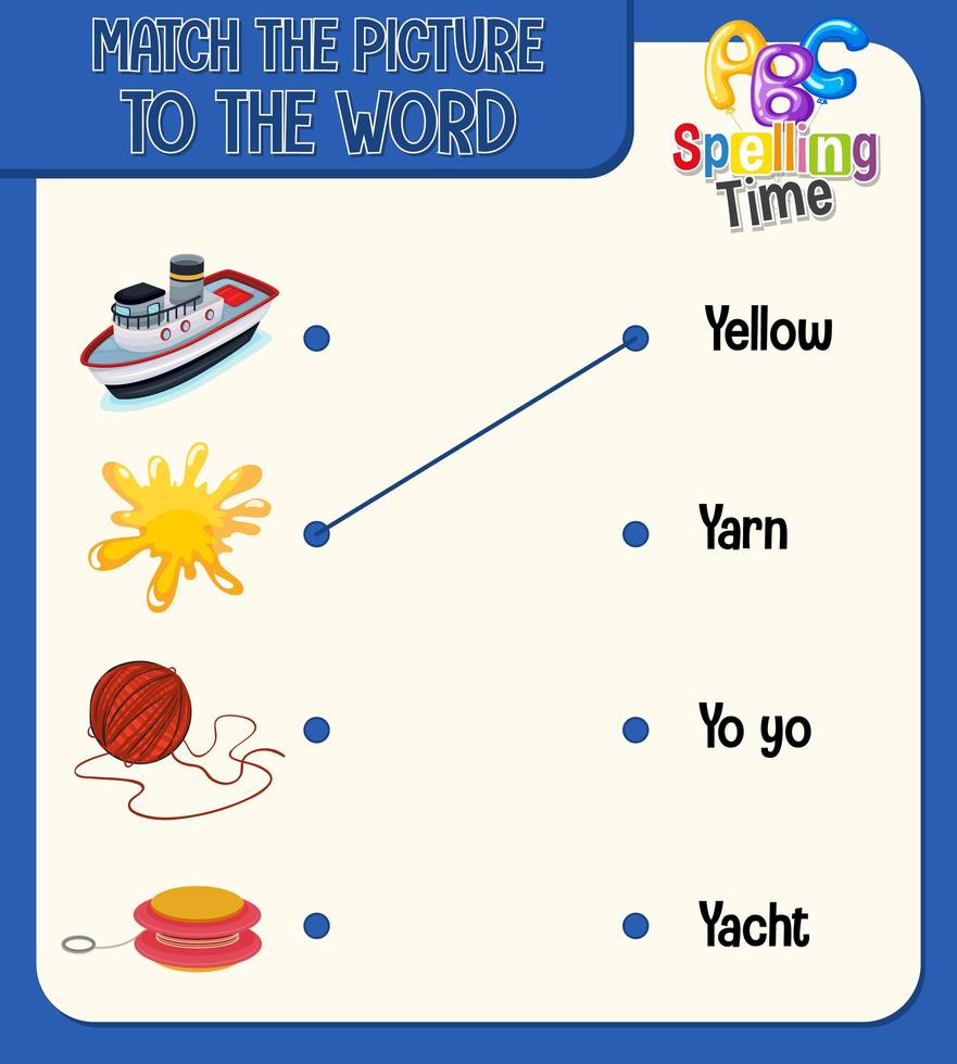 Match the picture to the word worksheet for children vector