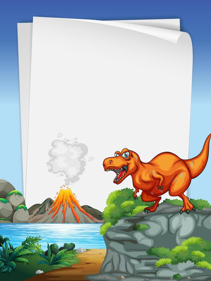 A dinosaur banner template in nature scene vector