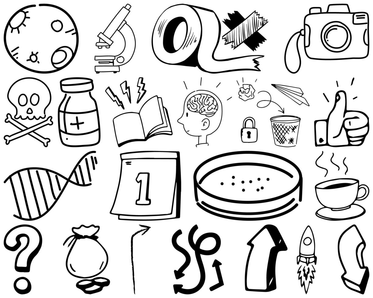 Set of item and symbol hand drawn doodle vector