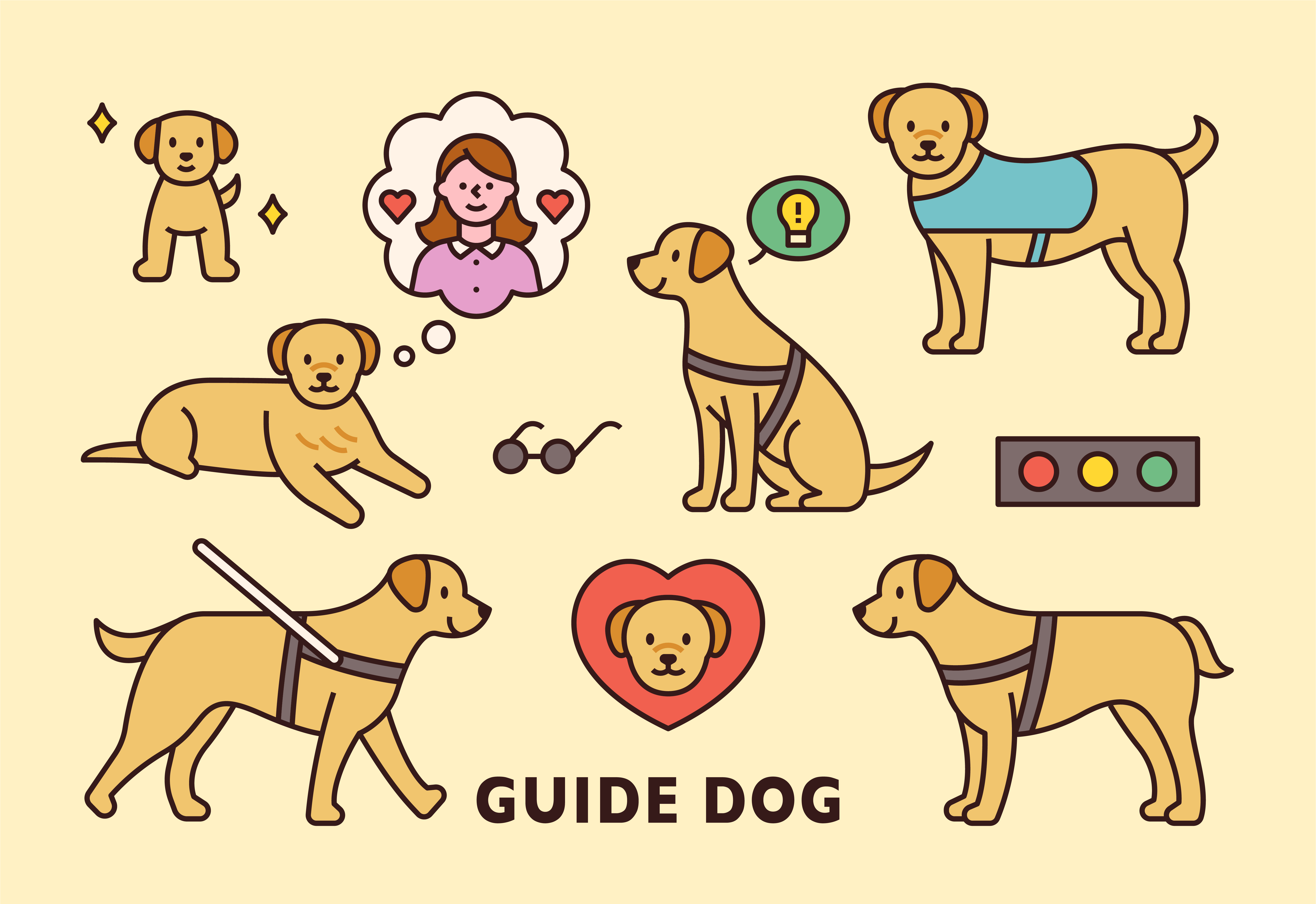 Cute blind guide dog icon. 1848901 Vector Art at Vecteezy