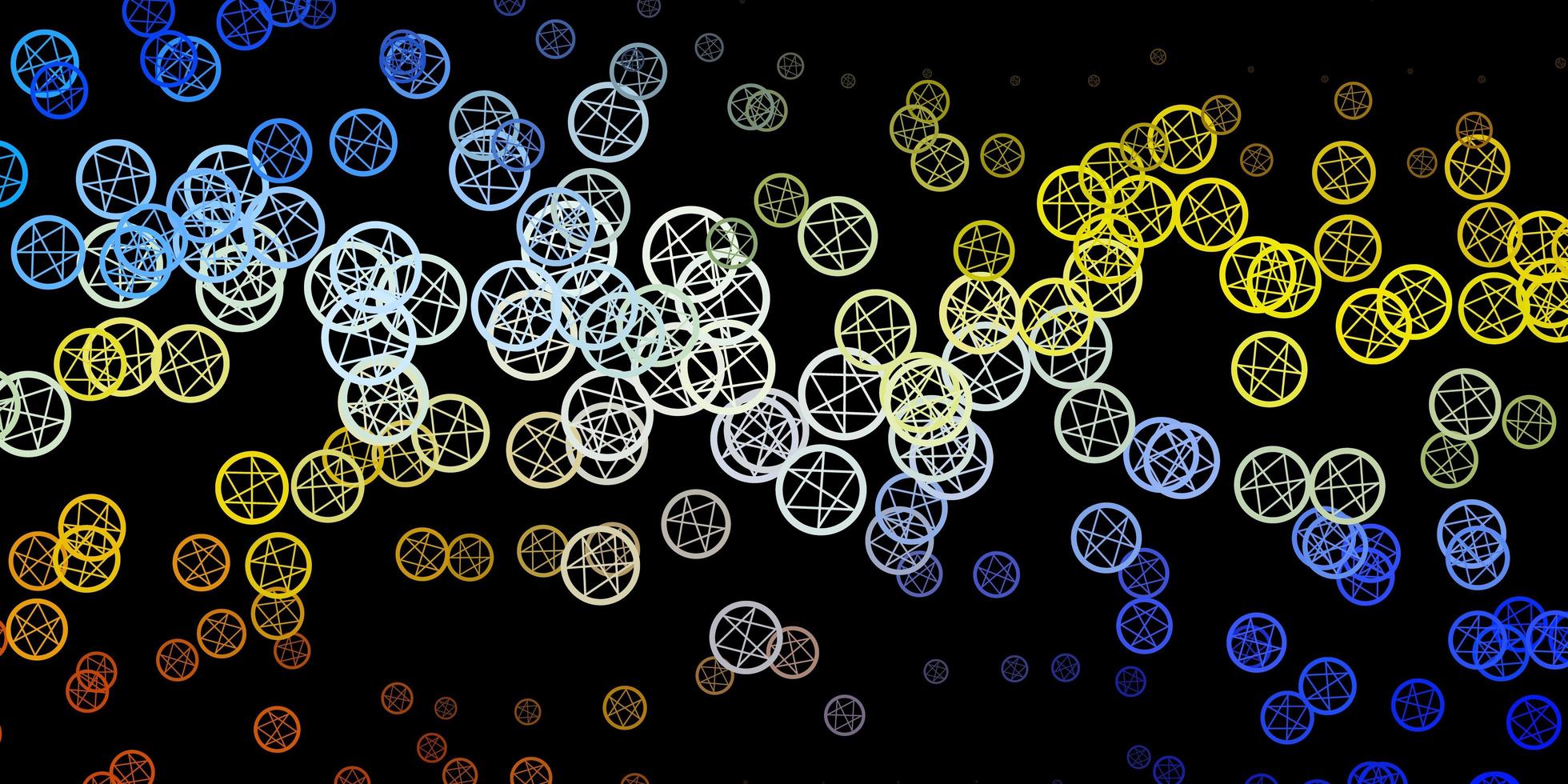Dark Blue, Yellow vector backdrop with mystery symbols.