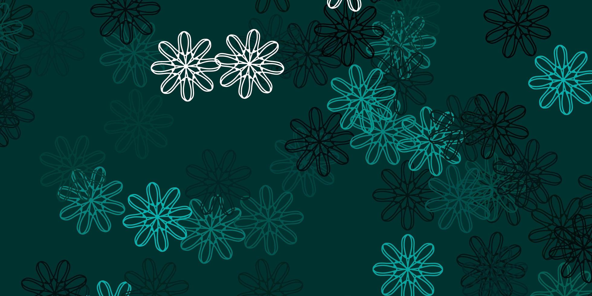 textura de doodle de vector verde claro con flores.