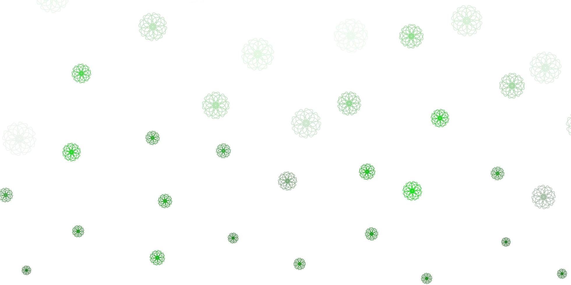 Light green vector doodle template with flowers.