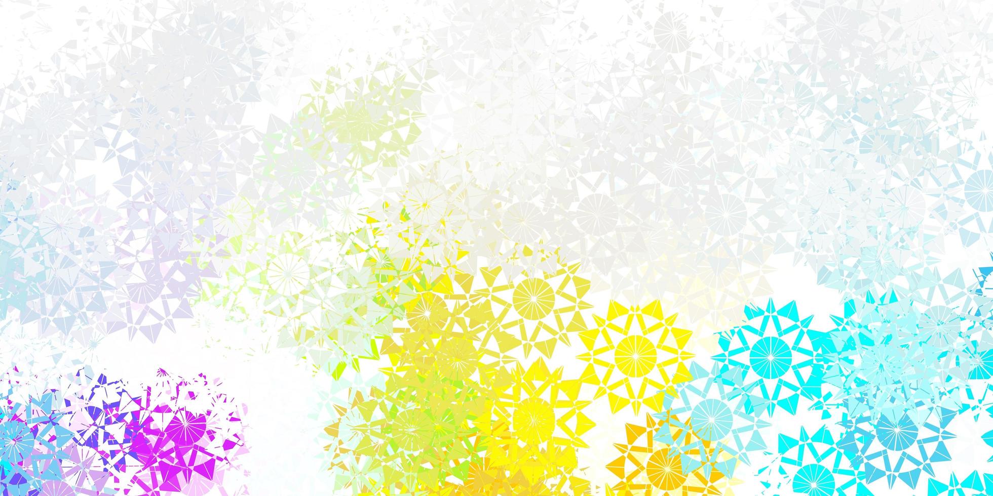 luz multicolor vector hermoso telón de fondo de copos de nieve con flores.