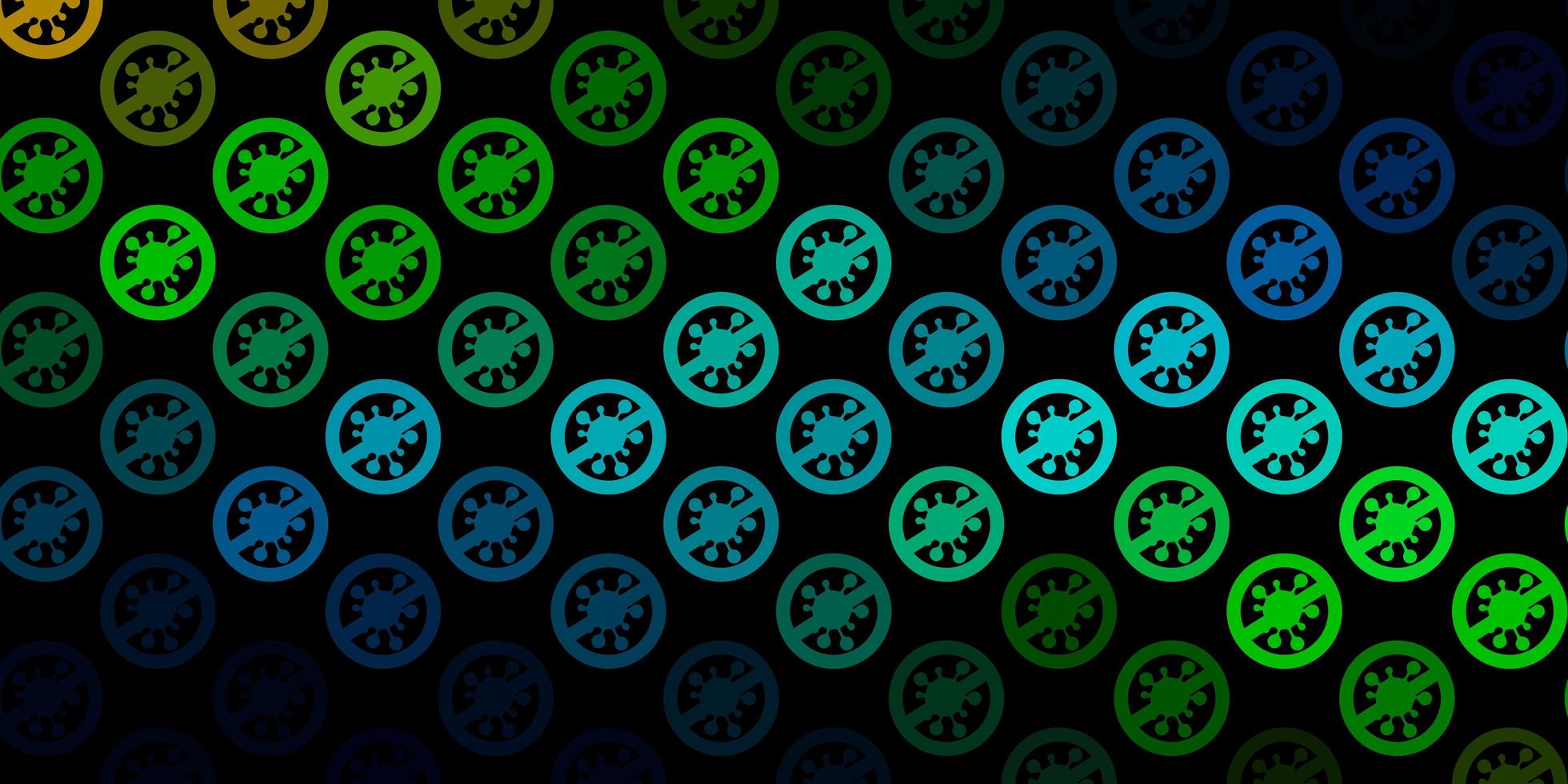 Fondo de vector azul oscuro, amarillo con símbolos de virus.