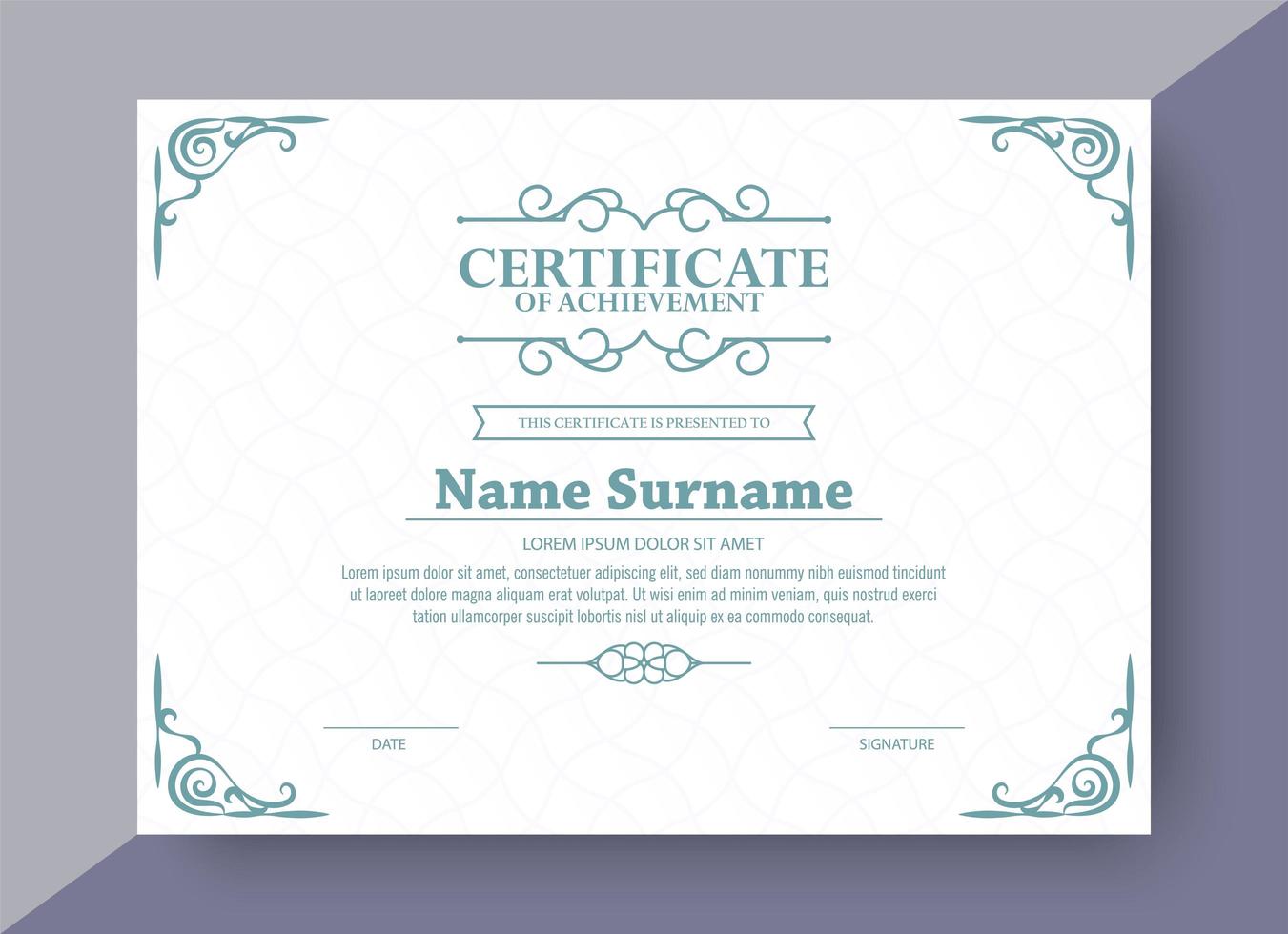 Classic style award certificate with frame vector