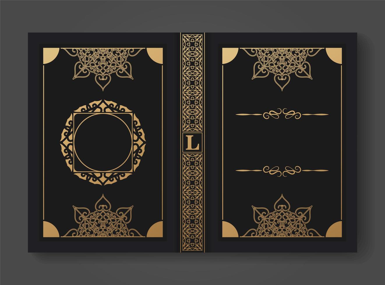 Ornamental book cover design template vector