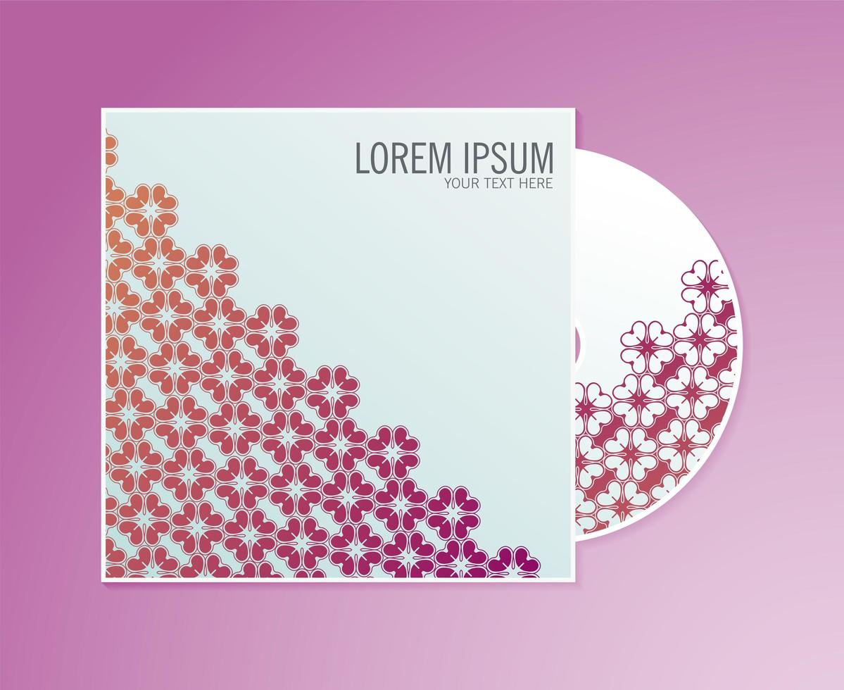 Gradient cd cover with floral pattern texture vector