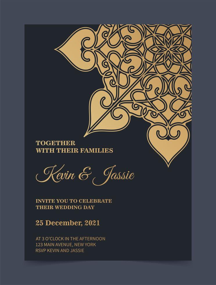 Luxury mandala style wedding invitation vector