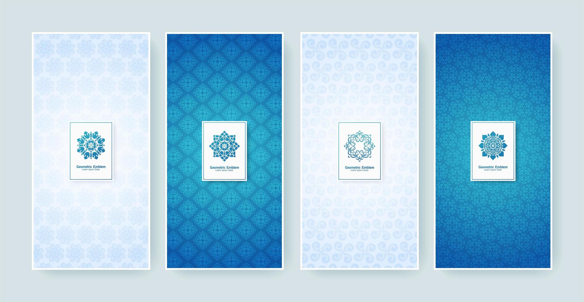 Blue and white retro label set vector