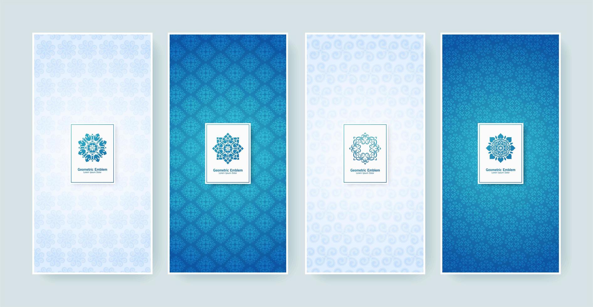 conjunto de etiquetas retro azul y blanco vector